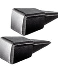 Two Piece Peening Anvil Set For Scythe Blades In Drop Forged Steel With Flat Striking Surface And Glossy Finish, front view