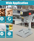 Compact Mini Benchtop Drill Press With Variable Speed Control Up To Sixteen Grand, suitable for iron and wood drilling.