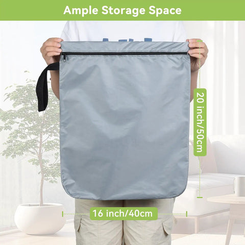 Person holding grey Two Pack 16x20 Inch Wet Dry Bags Waterproof For Swimwear Towels And Dirty Clothes Beach And Gym Organizer
