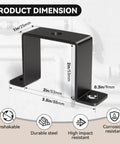 Product image showing dimensions of 3 Pcs 2x2 Square Tube Strap Clamp Set U Shaped Steel Bracket Black Powder Coated.
