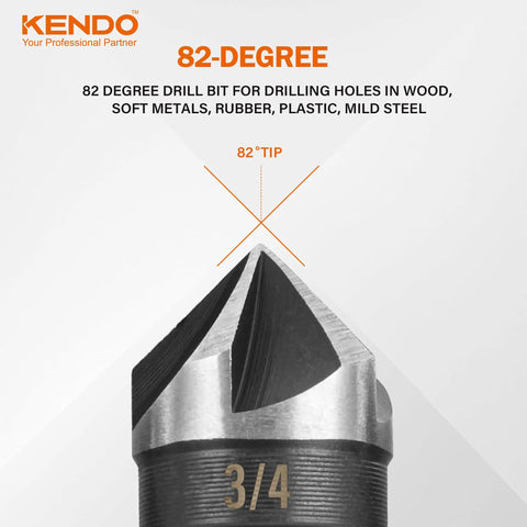 Five Flute Countersink Drill Bit Set Pro Grade Dope Performance 82 Degree High Speed Steel Quarter Inch Hex Shank