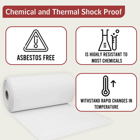 Ceramic fiber paper roll, white insulation gasket paper, 1/32 in thick, 24 in x 25 ft, 2300F rated