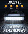 Close-up of 800 lumens emergency light feature on 12 In 1 Jump Starter With Air Compressor 8000A Peak 160 PSI Tire Inflator