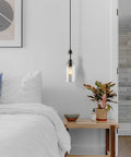 Glass Pendant Light For Kitchen Island With Modern Farmhouse Vibe Bottle Shaped Hanging Fixture 5 Inch Diameter 11.2 Inch Height