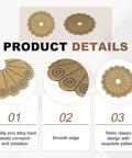 Detailed view of Six Pack Brass Cabinet Knob Backplates, Vintage Flower Shape Decorative Washers, design and smooth edge close-up