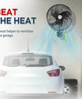 18 Inch Wall Mount Oscillating Fan With Aluminum Blades, High Velocity Airflow Up To 4592 CFM installed in garage