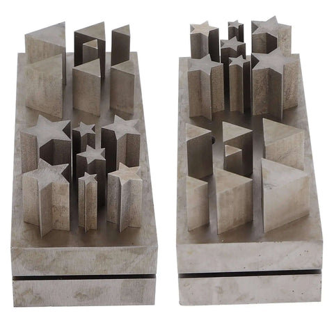 Dope 15 Piece Disc Cutter Set With Pentagram Triangle Shaped Punch Die, Steel Metal Stamping Tool Set for jewelry making.
