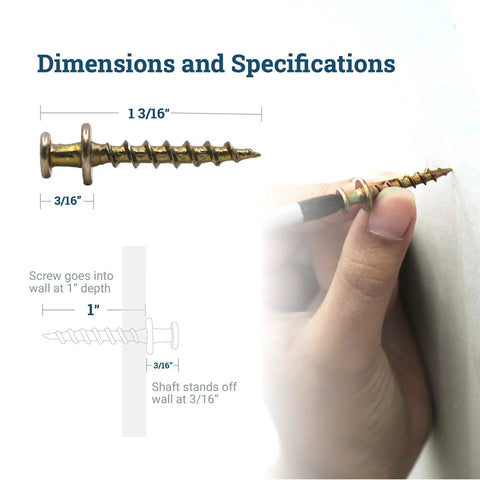 Bear Claw Hanger Screws 30 Pack Heavy Duty Picture Hangers for Drywall and Plaster Walls dimensions and installation