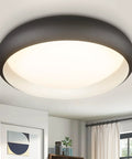 Dimmable LED Ceiling Light Flush Mount 18W 3000K Warm White 10-Inch Round Black Fixture in modern farmhouse style room