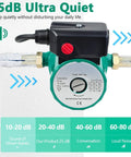Dead Quiet Hot Water Recirculating Pump With Adjustable Speed Settings For Reliable Instant Hot Water Delivery Super Silent Water Heater Circulator Unit, 25dB, with control panel.