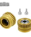 Beefed Up All Metal Filament Drive Upgrade Two Pack Nickel Plated Hardened Steel Extruder Gears Kit For Creality K1 K1 Max K1C And Ender Series Heat Treated To 55 HRC For Durability showing nickel-plated gears