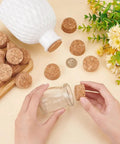 Hands holding jar with Wooden Tapered Cork Plugs Set Dope For Wine And Beer Bottles, 20 Pcs Burly Wood Corks For DIY Bottle Crafts