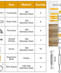 Sun Shade Sail Hardware Kit For Rectangle And Triangle Sails Easy Install Canopy Setup 304 Stainless Steel parts list and dimensions