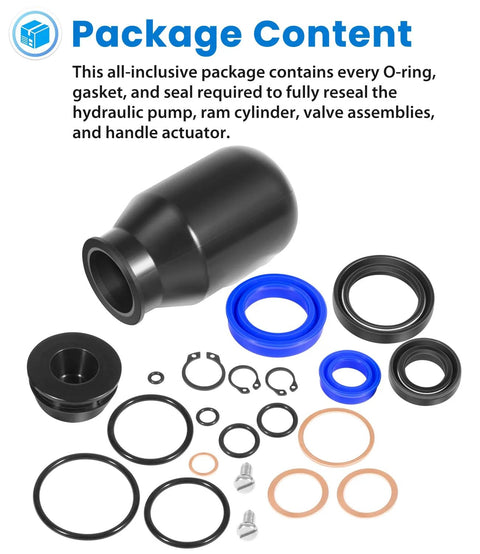 Universal Hydraulic Seal Kit For Manual Pallet Jacks TM M And J Series Replacement Set MU200064901 package contents