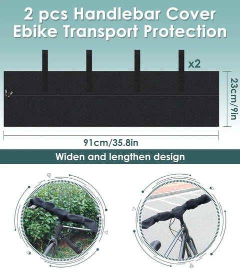 Two Pack Waterproof Handlebar Cover For E Bike Transport Protection Easy Zip On With Elastic Band 35.8 X 9 Inches Weatherproof Hood For Rear Rack And Rain Shield