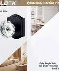 4 Pack Glass Dummy Door Knobs Matte Black Non Turning Crystal Half Dummy Handles Front and Back View