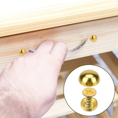 Top Grade Brass Decorative Screws With Protective Caps 24 Pc Kit Solid Copper Screw Covers for easy installation on furniture.