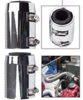 Set of three chrome stainless radiator hose pieces with caps and clamps; universal 24-inch coolant hoses.