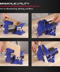 Heavy Duty Four And A Half Inch Tough As Nails Bench Vise With Multi Jaw Design for woodworking and metalworking on a workbench