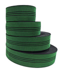 Hella Tough One Point Eight Inch Latex Upholstery Webbing Repairs Sagging Couch And Chair Seats Stops Bottoming Out With Solid Rubber Stretch Reliable For Hammocks And Fast DIY Household Fixes stacked rolls of green and black rubber webbing