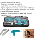 Top Tier 9Pcs T Handle Wrench Sets Featuring Long Arm Hex Key Tools With Storage Rack And Double Tips For Hardcore Home Repair And Mechanics Who Need Steel Screw Tightening Gear That Never Fails. 9-piece #45 steel T-handle hex key set in storage case