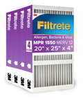 Heavy Duty 20x25x4 AC Furnace Air Filter MPR 1550 MERV 12 Fits Honeywell Aprilaire Space Gard Electrostatic Filter Four Pack