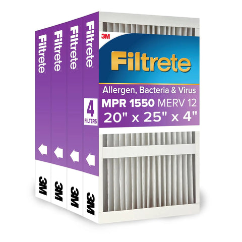 Heavy Duty 20x25x4 AC Furnace Air Filter MPR 1550 MERV 12 Fits Honeywell Aprilaire Space Gard Electrostatic Filter Four Pack