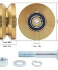 Built Like A Tank 4 Inch Sliding Gate Rollers Wheels 2 Pack, gold V groove track wheels with bolts and washers for heavy gate support.