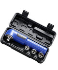 Heavy Duty Pneumatic 1/2 Inch Right Angle Impact Wrench Built Like A Tank For Serious Job Sites And Tight Squeeze Spots With Real Deal Torque And Dependable Air Power in black case with sockets.