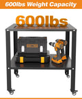 Beefy Steel Welding Workbench Cart With Wheels 32 By 20 Inch Metal Table with tools showing 600lb capacity