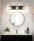 Modern Black LED Vanity Light Over Mirror With Adjustable Crystal Glass Shades 3 Light Bath Wall Fixture Waterproof Matte Black Frame For A Dope Sleek High End Bathroom Upgrade