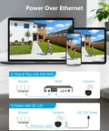 Top Shelf 4K 8MP Poe PTZ Outdoor Security Camera Delivering A Legit 20X Optical Zoom setup with PoE NVR and devices on screens.
