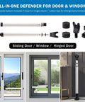 Heavy Duty Sliding Door Security Bar 23 To 47 Inch Adjustable With Anti Slip 360 Degree Base shown with components and installed on door.