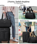 Go-To Carry On Luggage Duffel Bag For Travel, Weekender Tote in multiple uses; underseat size, adjustable, black