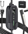 No Sweat Level 2 And Level 1 Portable EV Charger With Nacs Connector For Tesla Model Y X 3 S Cybertruck with digital display.