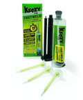 Fast Weld Two Part Clear Epoxy Glue With 30 Second Cure, syringe and packaging displayed with nozzles front view