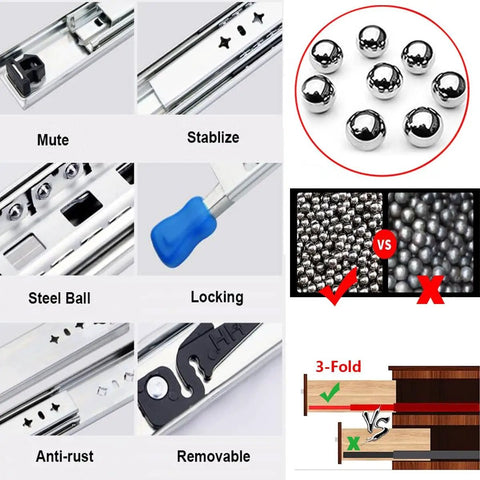 Heavy-Duty 20-Inch Drawer Slides For Industrial Shelving, 120 Kg Capacity, Galvanized Steel With Blue Seal Coating details