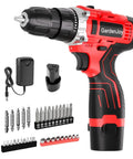12V Cordless Drill And Driver Set With Two Batteries Ultra Lightweight Two Speed 24 And 1 Position Wood And Wall Drilling And Screw Driving Rechargeable Brushless Motor Ergonomic Anti Slip Grip DIY Tools with accessories and charger