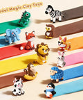 Air Dry Clay Kit For Kids With 12 Animal Crafts Colorful Modeling Clay And Sculpting Tools Step By Step Tutorials Safe Nonstick Diy Art Set Kid Friendly Fun Easy To Use Perfect Gift For Ages Three To Twelve Boys And Girls showing clay animal figures on colored strips