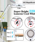 Diagram of 5X Magnifying Glass With Light And Stand For Reading And DIY Crafts Super Bright 2200 Lumens Dimmable LED Magnifier Lamp