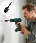 Person using Two Pack Keyless Drill Chuck Adapter For Impact Driver 1 Quarter Inch Hex Shank Fast Change Converter Tool.