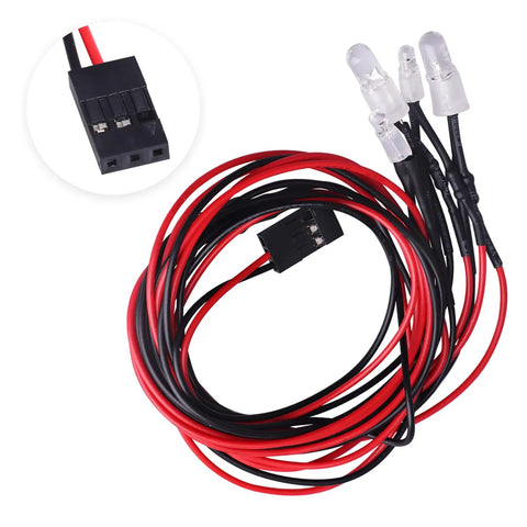 All Purpose RC Car Light Kit With 4 LEDs White Headlights And Red Tail Lights For Traxxas Slash installation cables and connector