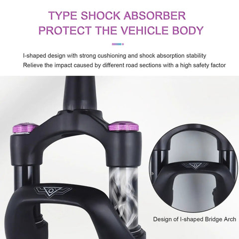 Detail of 60Mm Travel Off Road Front Fork For 700C Bikes Aluminum Alloy Suspension With Air Shock And Manual Lockout Disc Brake Ready Thru Axle 12x100mm Red Beefy Build For Road And Gravel Adventures, showing shock absorber design.