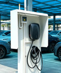 Heavy Duty Wall Mounted EV Charger Cable Holder with sleek design and charging cables neatly stored, perfect for outdoor use.