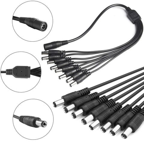 12V 5A AC Power Adapter For Security Cameras CCTV DVR Surveillance System with 1-8 splitter cable for versatile connectivity