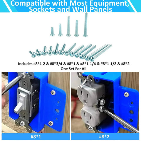 Assorted Machine Screws Kit 370 Pcs Fully Threaded Phillips Drive Eight By One Half Inch To Eight By Two Inch Zinc Coated Steel Screws