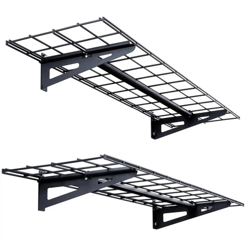 Heavy Duty Wall Mounted Garage Shelving 2 Pack Black Steel Floating Storage Racks For Workspaces Sheds And Garages Tough As Nails 400 Lb Capacity Real Deal Tool Organizer