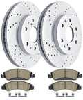 Front Brake Kit With Drilled And Slotted Rotors And Ceramic Pads For Cadillac Escalade, Chevy Silverado 1500, Tahoe, GMC Yukon
