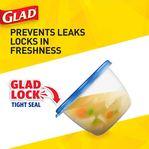 Medium Rectangle Food Storage Containers With Lids, BPA Free Plastic, Airtight Leak Resistant, showcasing Glad Lock tight seal