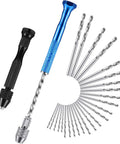 Dual Pin Vise Drill Set With Semi Automatic Rotary Action 27-Piece Micro Twist Drill Kit Including 25 Bits 0.5-3 mm For Resin